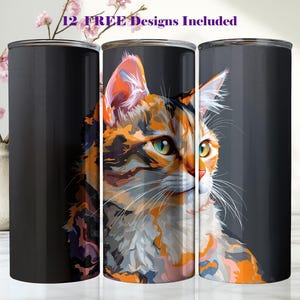 Vaso térmico Pixiebob Cat de 20 oz, diseño delgado sin costuras (descarga digital, diseños gratuitos incluidos).