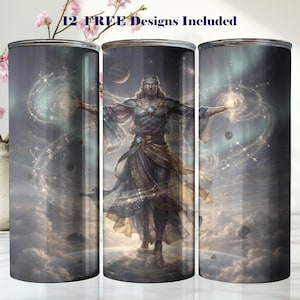 Sublimeringsdesign med Uranusguden, 20 oz smal tumbleromslag (digital nedladdning)