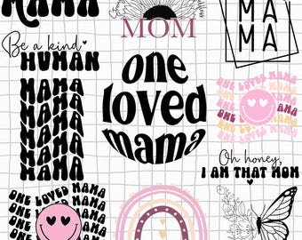 Retro Mother’s Day PNG Bundle, Vintage Mom Designs, Mama Mini Sublimation PNG, Motherhood Quotes, Digital Download