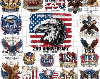 USA 250th Anniversary PNG Bundle | Patriotic America 1776-2026 | We The People Independence Day Design | 4th of July Sublimation Download