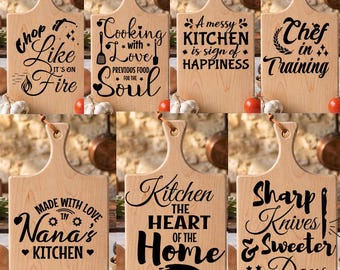 Cutting Board SVG Bundle, Funny Kitchen Quotes PNG, Engraving Quotes Files, Laser Engraving Designs, Kitchen Gift SVG