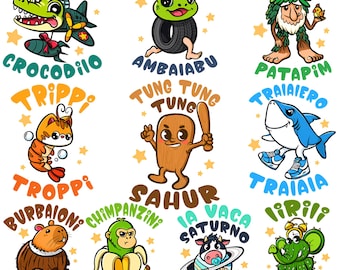 Italian Brainrot Meme PNG Bundle, Funny Viral Meme Characters, Gen Z Humor Clipart Pack, TikTok Trend Designs, Digital Download