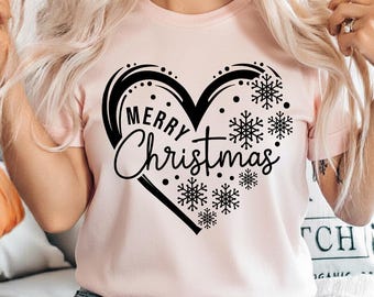 Christmas Heart Snowflake SVG | Holiday Cut File (Digital Download)