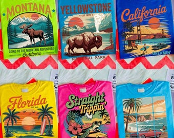 Retro Summer PNG Bundle | Sunshine Beach Life, Girls Trip, Mountain Vibes, Trendy Summer Sublimation Designs