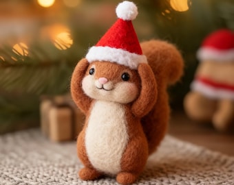 Hand-Felted Wool Squirrel | Needle Felt Animal Plush | Soft Woodland Creature Ornament | Mini Handmade Fiber Art Gift for Cozy Home Decor