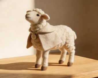 Needle Felted Sheep Decor, Easter Lamb Figurine, Handmade Wool Farm Animal, Spring Table Decor, Rustic Farmhouse Easter Decoration