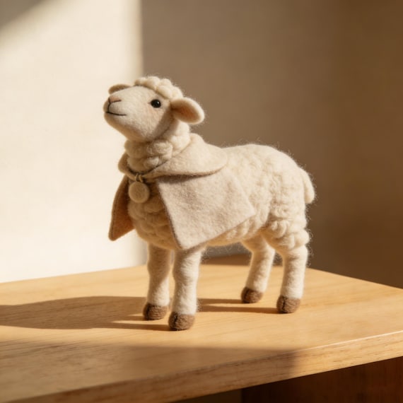 Needle Felted Sheep Decor, Easter Lamb Figurine, Handmade Wool Farm Animal, Spring Table Decor, Rustic Farmhouse Easter Decoration
