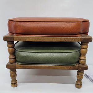 Mid Century Modern Ethan Allen Style Stackable 2 Stools Orange
