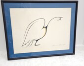 Mid Century Modern Signed Print Clemence Wescoupe quot Gathering Call quot Wall Art Notary Seal Stamp