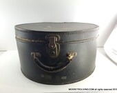 Art Deco Large Black Train Hat Box Travel Case and Original Photo 1930