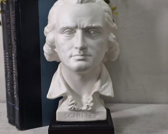Goebel Schiller Bust, German Bisque Porcelain Neoclassical Library Decor