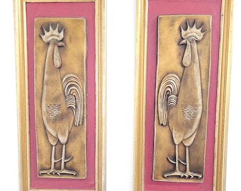 Mid Century Modern Chicken 3 D Picture Plaque Wall Art Tile Framed Print