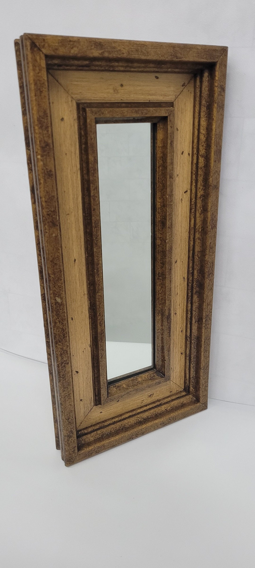Vintage Rustic Wood Frame Wall Hanging Mirror Etsy