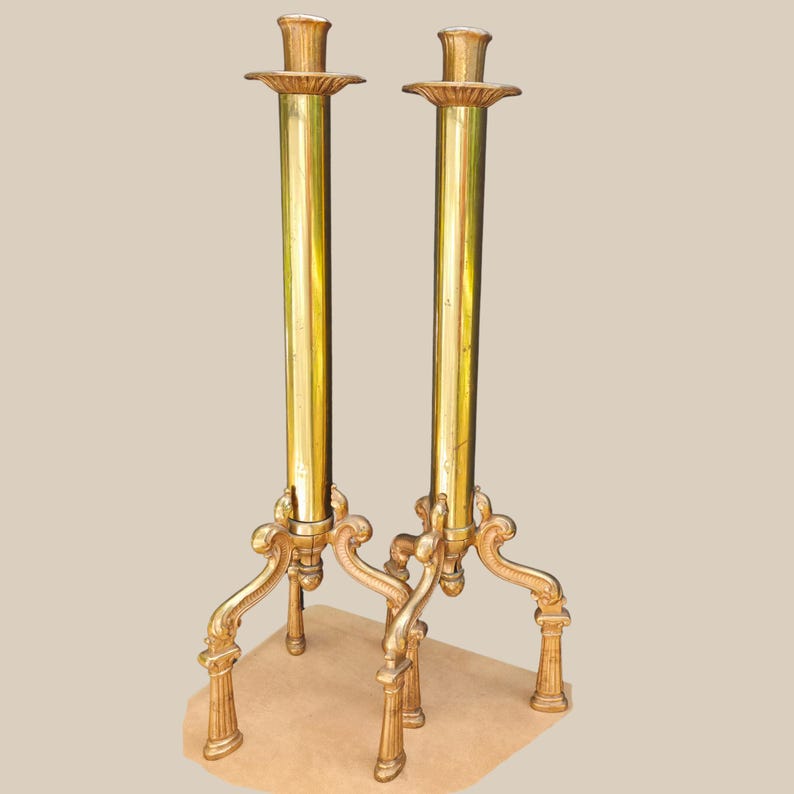 Vintage Brass Floor Candle Holders