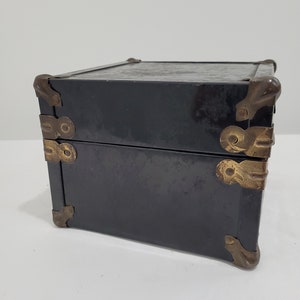 Caja de almacenamiento cuadrada de metal negro con forma de camión y maleta estilo art déco vintage imagen 8
