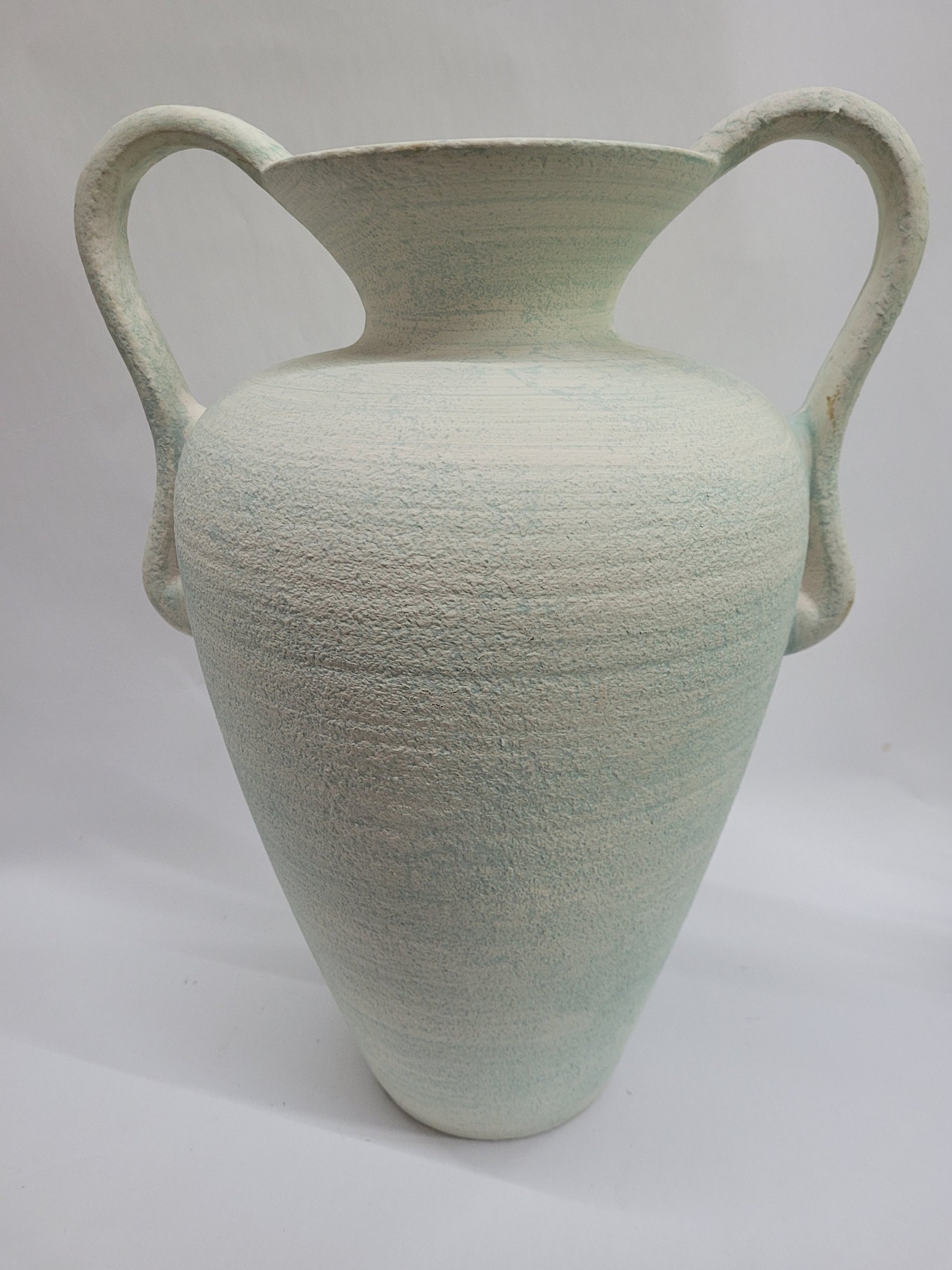 Vintage Haeger Pottery Jug Handle Vase White Aqua Blue or Etsy