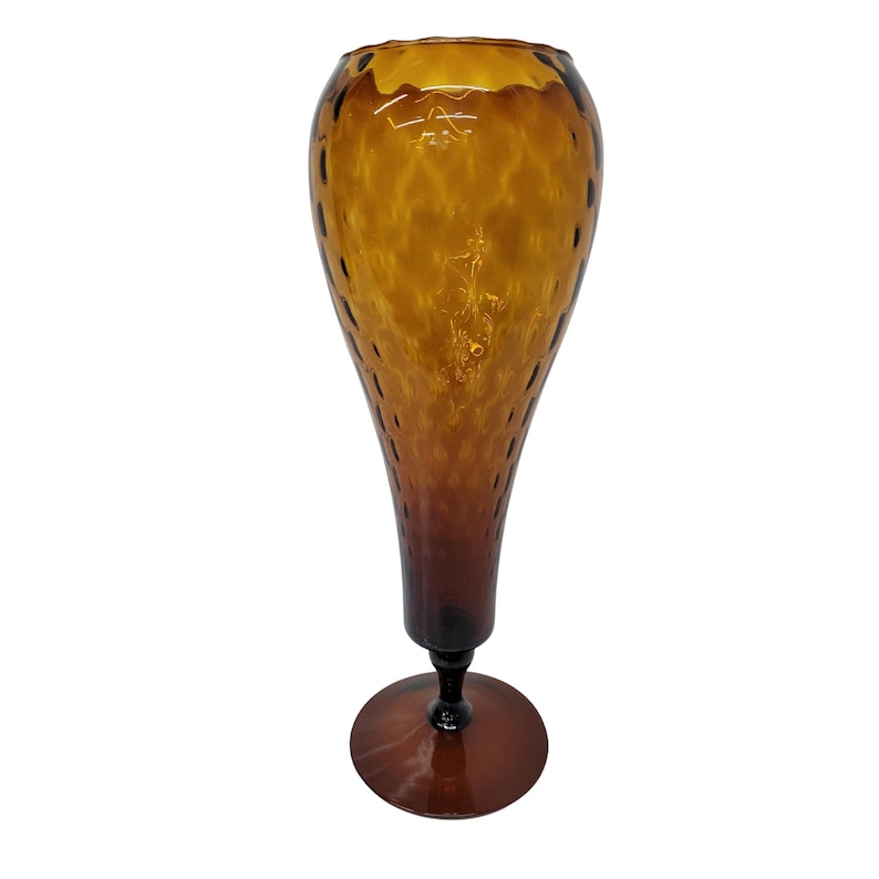 Mid Century Modern Dark Gold Art Glass Tall Pedestal Italian Etsy