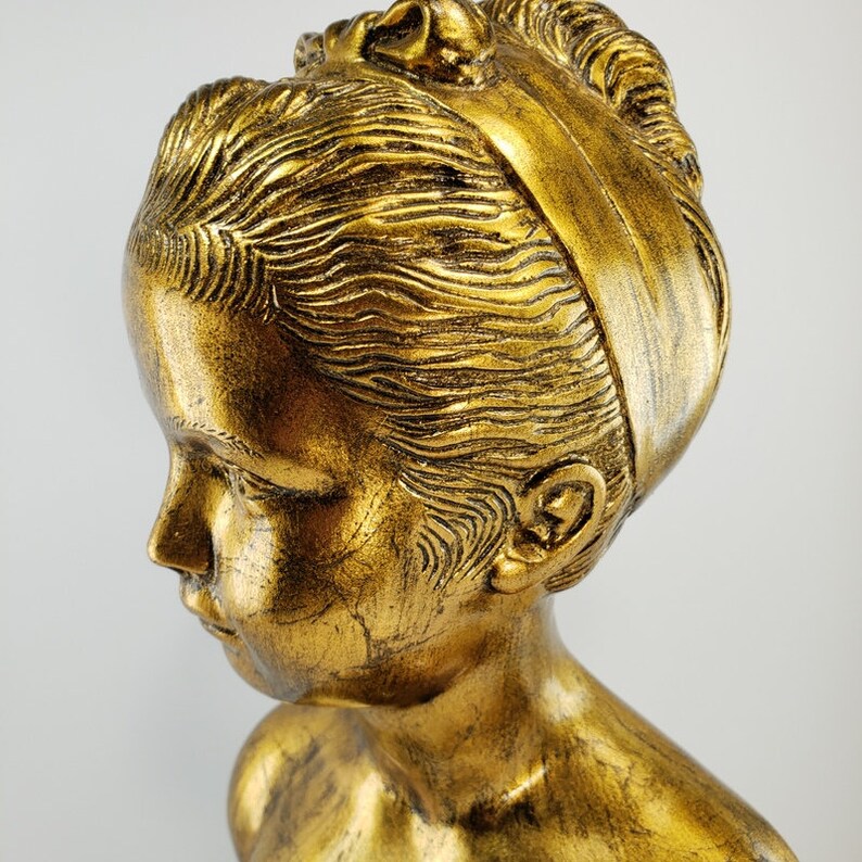Vintage Gold Female Bust Lady Head Sculpture Woman Girl Lady Etsy