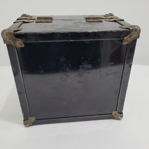 Caja de almacenamiento cuadrada de metal negro con forma de camión y maleta estilo art déco vintage imagen 7