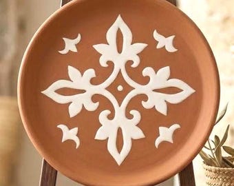 Italian Terracotta Plate Signed R Berti Mediterranean Modern Tuscan Ceramic Dish