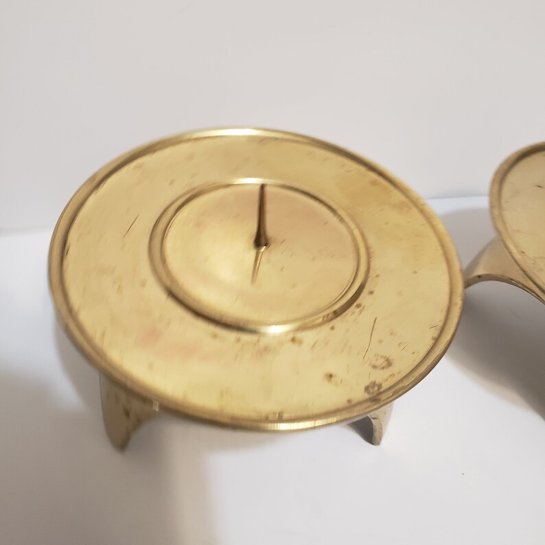 Vintage Pair Brass Asian Candlesticks Candle Holders Gold Etsy