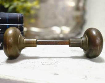 Vintage Brass Door Knob Set Old House Restoration Architectural Salvage Hardware