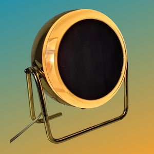 Vintage Brass Mirror Lighted Vanity Mid Century Authentic Eye Ball Lamp Modern Round Space Age Magnifying Dressing Table Accessories