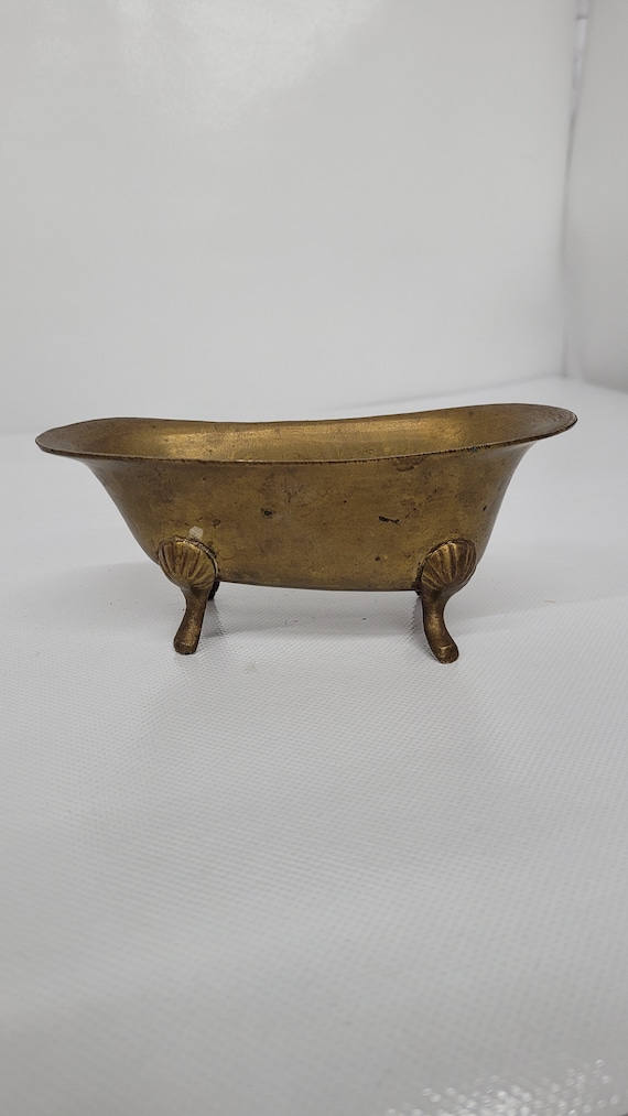 Vintage Brass Claw Foot Bath Tube Miniature Table Top Art Statue