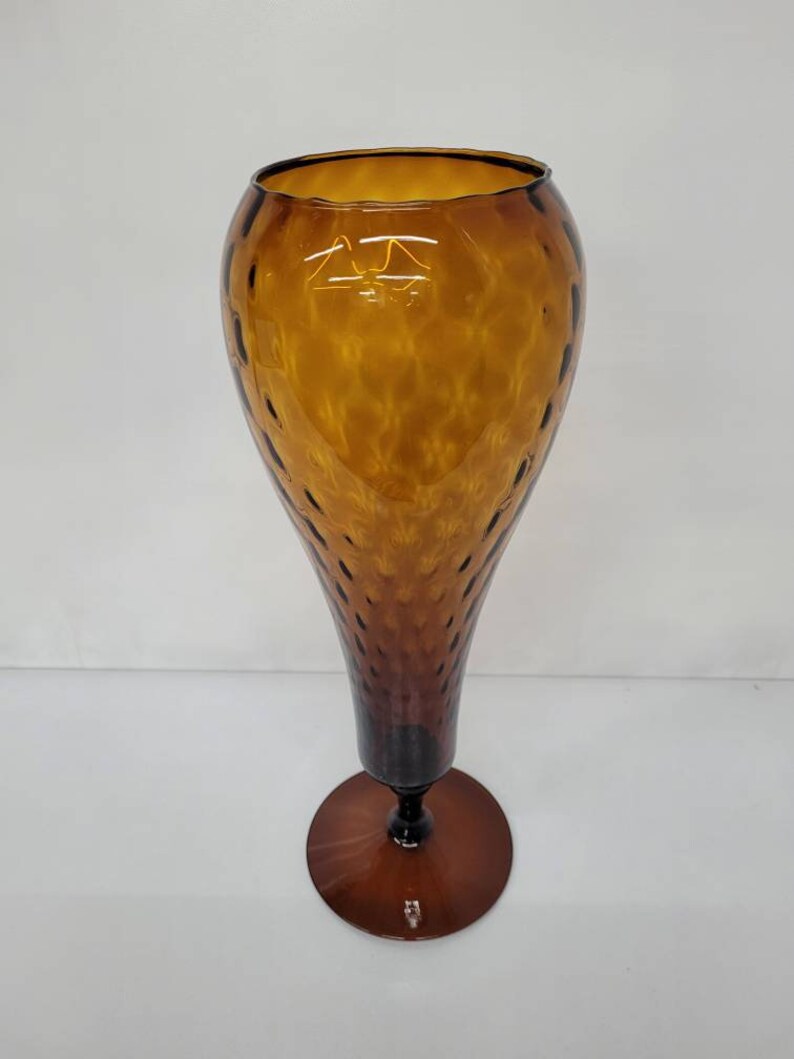 Mid Century Modern Dark Gold Art Glass Tall Pedestal Italian Etsy