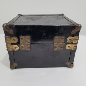 Caja de almacenamiento cuadrada de metal negro con forma de camión y maleta estilo art déco vintage imagen 6