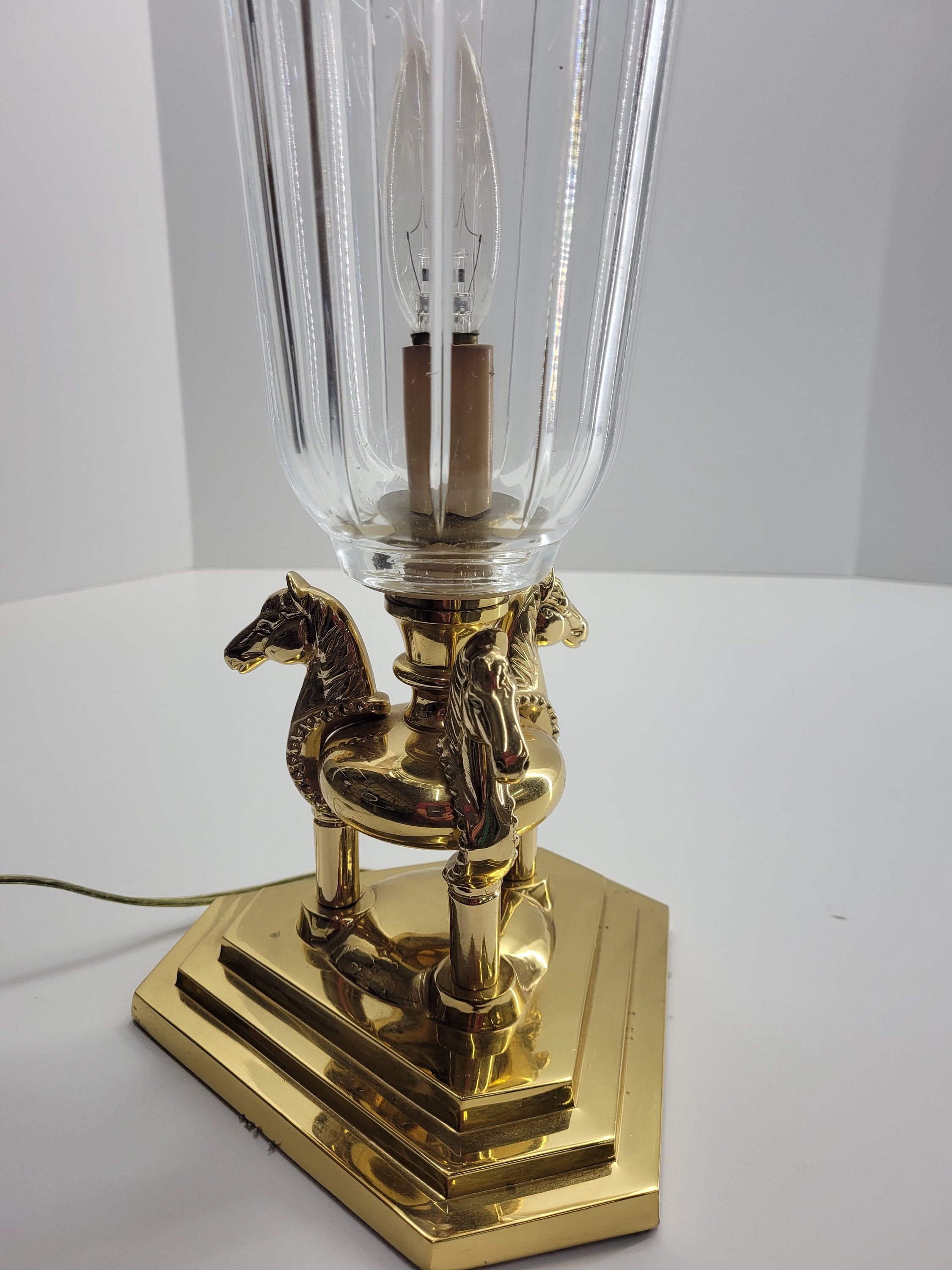 Original antique pressed brass furniture mount light lamp part fitting T19 