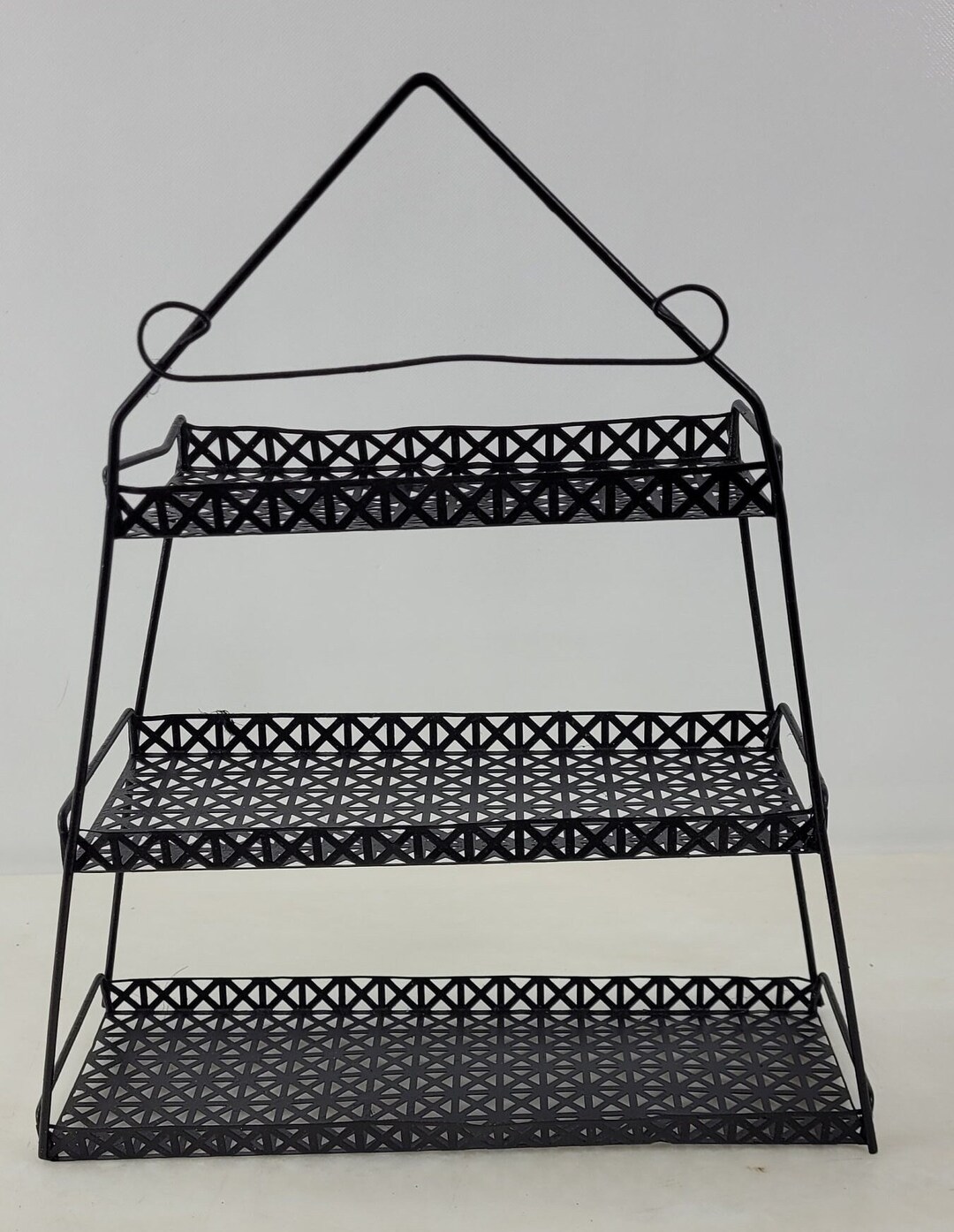 Mid Century Modern Atomic 3 Tier Wall Shelf Vintage Metal Wall Hanging