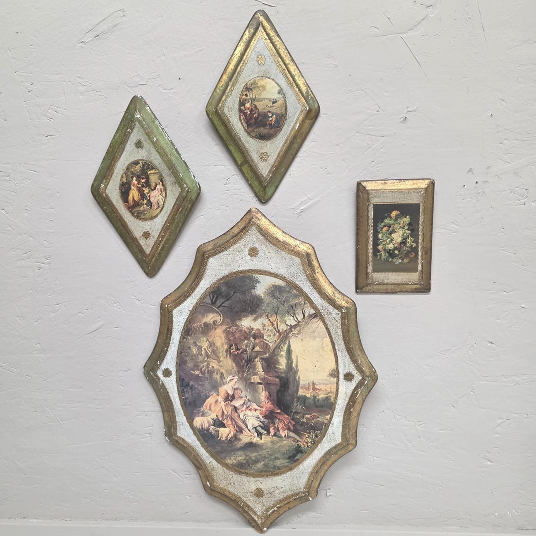 Vintage Italian Florentine Wall Plaques Set of 3 Group Hanging Old ...