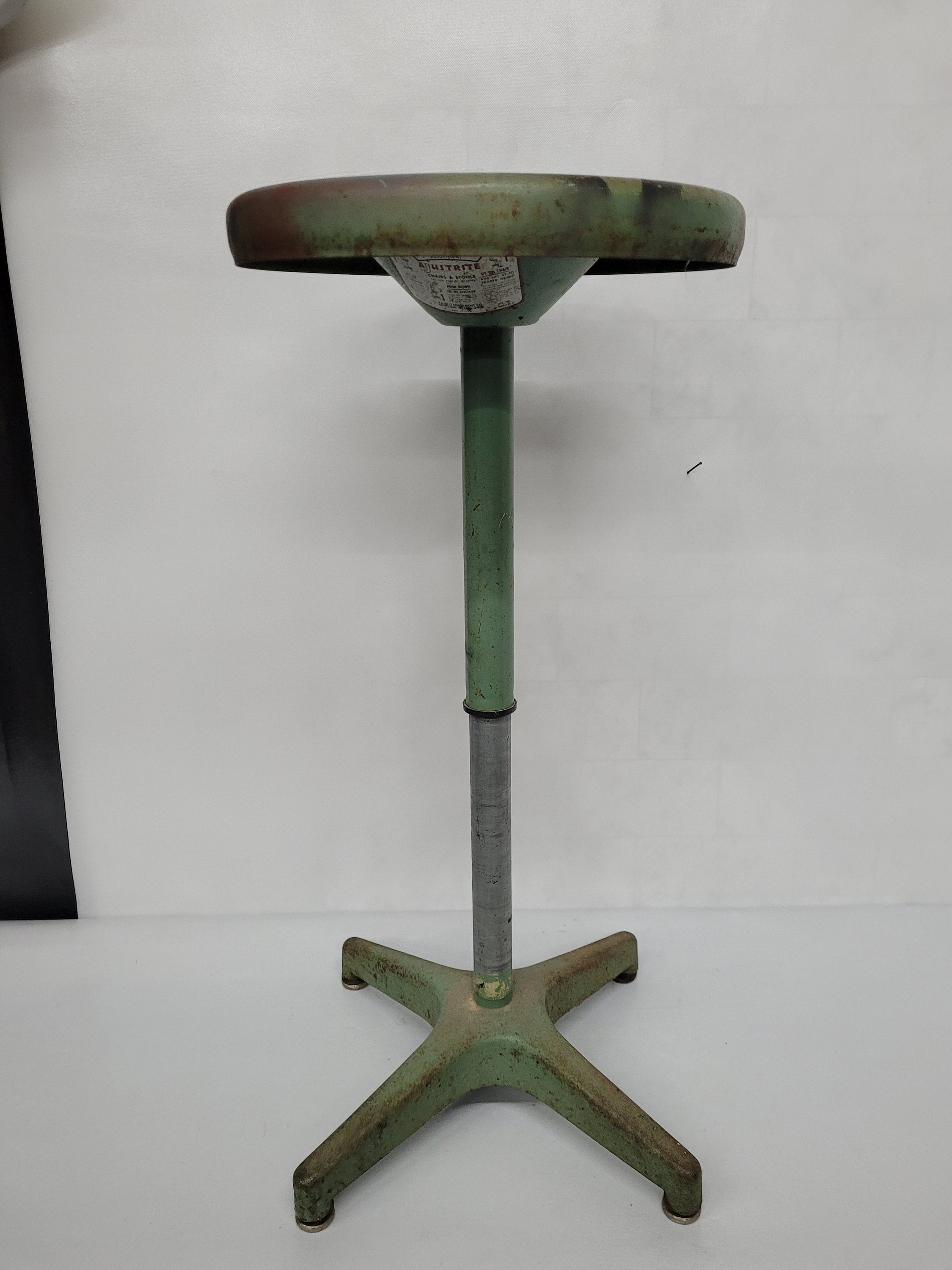 Mid Century 1950s Vintage Industrial Adjustable Height Metal Shop