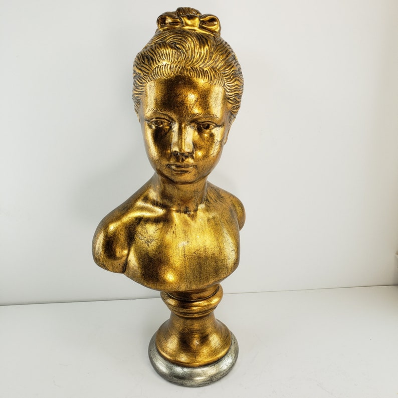 Vintage Gold Female Bust Lady Head Sculpture Woman Girl Lady Etsy