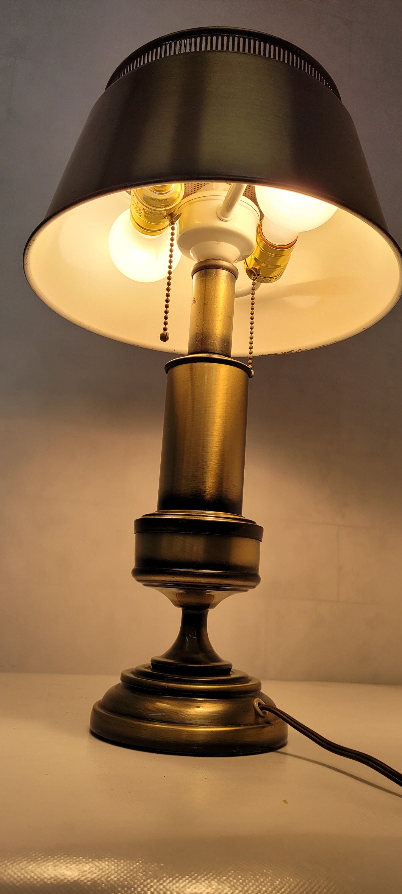 Tiwari Home 34.75 Gold Antiqued Metal Table Lamp with Black Metal