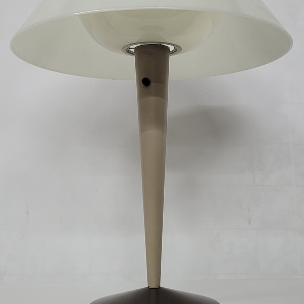 Mid Century Modern Gerald Thurston Table Lamp Metal Lucite or Plastic Original Shade Atomic Space Age Era Authentic Vintage lighting