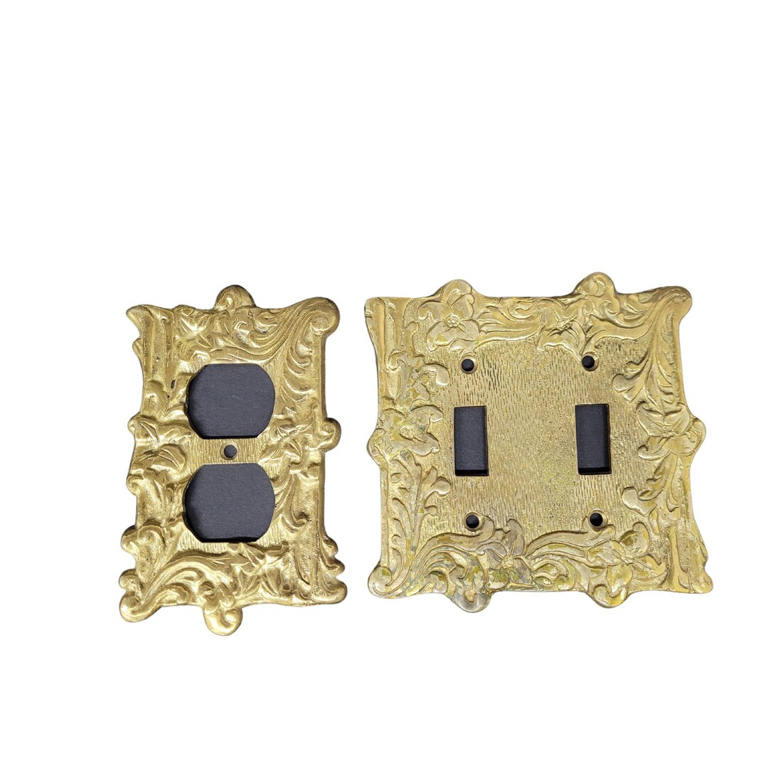 Just Listed Vintage Ornate Brass Double Light Switch Cover and Etsy