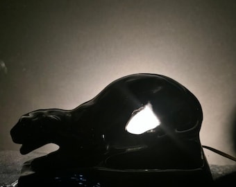 Vintage Ceramic Panther TV Lamp, Hollywood Regency Decor
