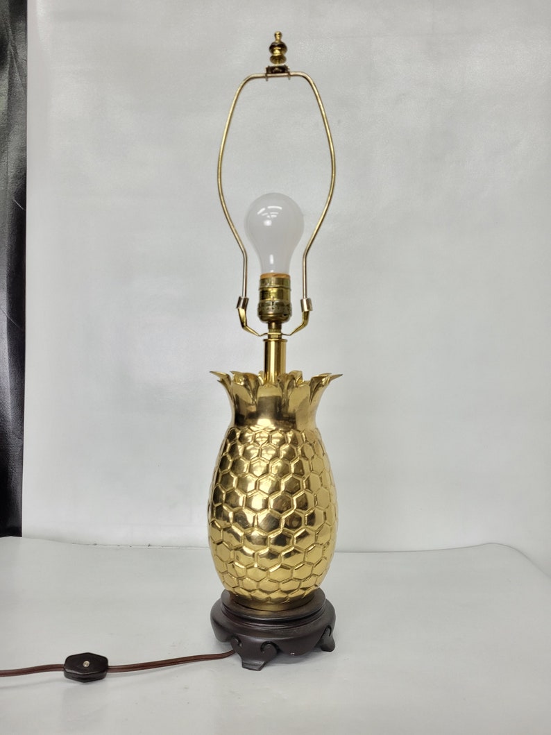 Vintage Brass Pineapple Lamp Gold Desk Accent or Table Etsy