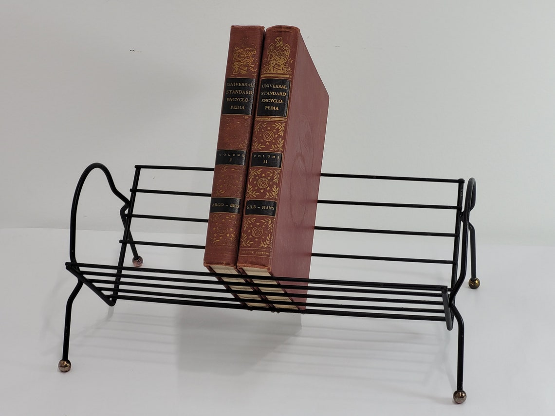 Vintage Mid Century Metal Book Holder Free Standing Book Etsy