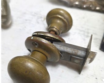 Antique Brass Door Knob Set,  Architectural Hardware for Restoration DIY