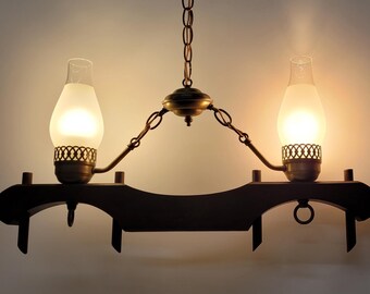 Vintage Old World Island Ceiling Light 2 light Western Noir Chandelier Lantern Fixture