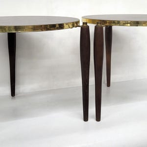 Mid Century Modern Round Tables Tripod Wood Legs Small Apartment Size Stackable Plant Stands