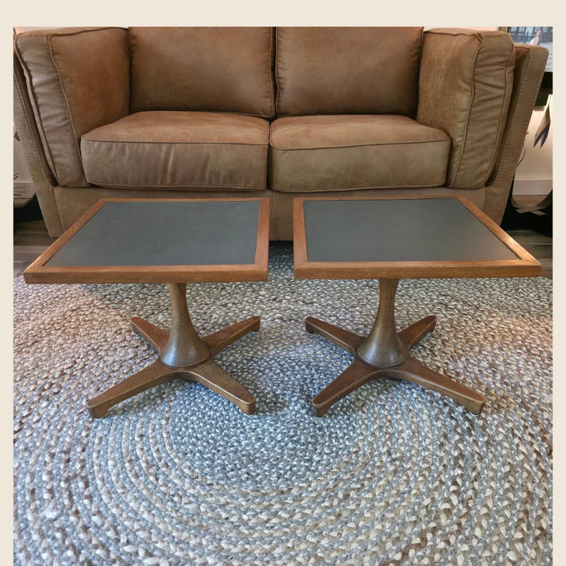 Starbase Table Mid-century Modern Walnut Side Tables, Star Base Accent Set - Etsy