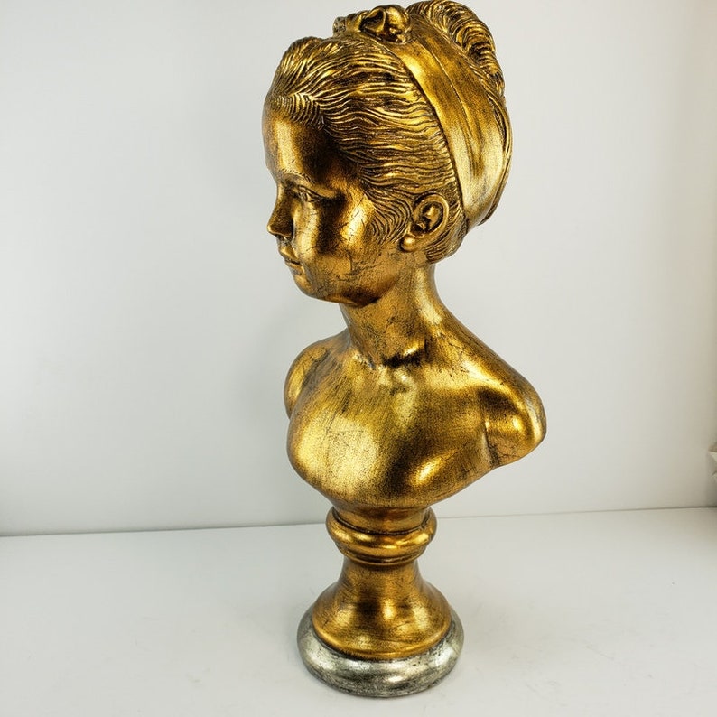 Vintage Gold Female Bust Lady Head Sculpture Woman Girl Lady Etsy