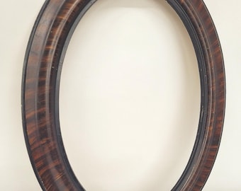 Vintage Oval Wood Frame, Faux Tortoise Shell, Traditional Entryway Decor