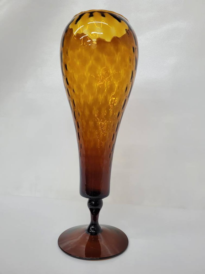 Mid Century Modern Dark Gold Art Glass Tall Pedestal Italian Etsy
