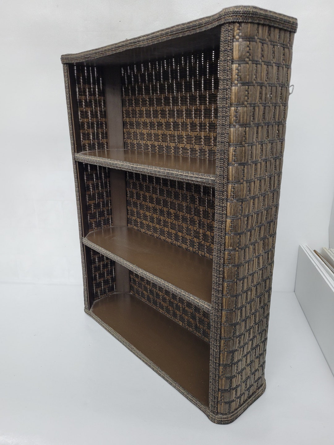 Vintage Bamboo Wall Shelf 2 Tier Hanging Wicker Mid Century Etsy