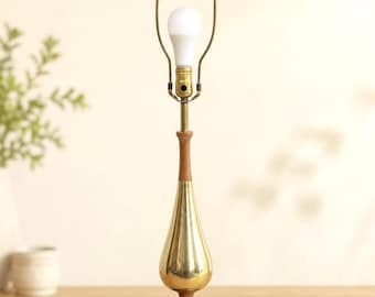 1960s Tony Paul for Westwood Gold and Walnut Table Lamp, Original Mid Century Modern